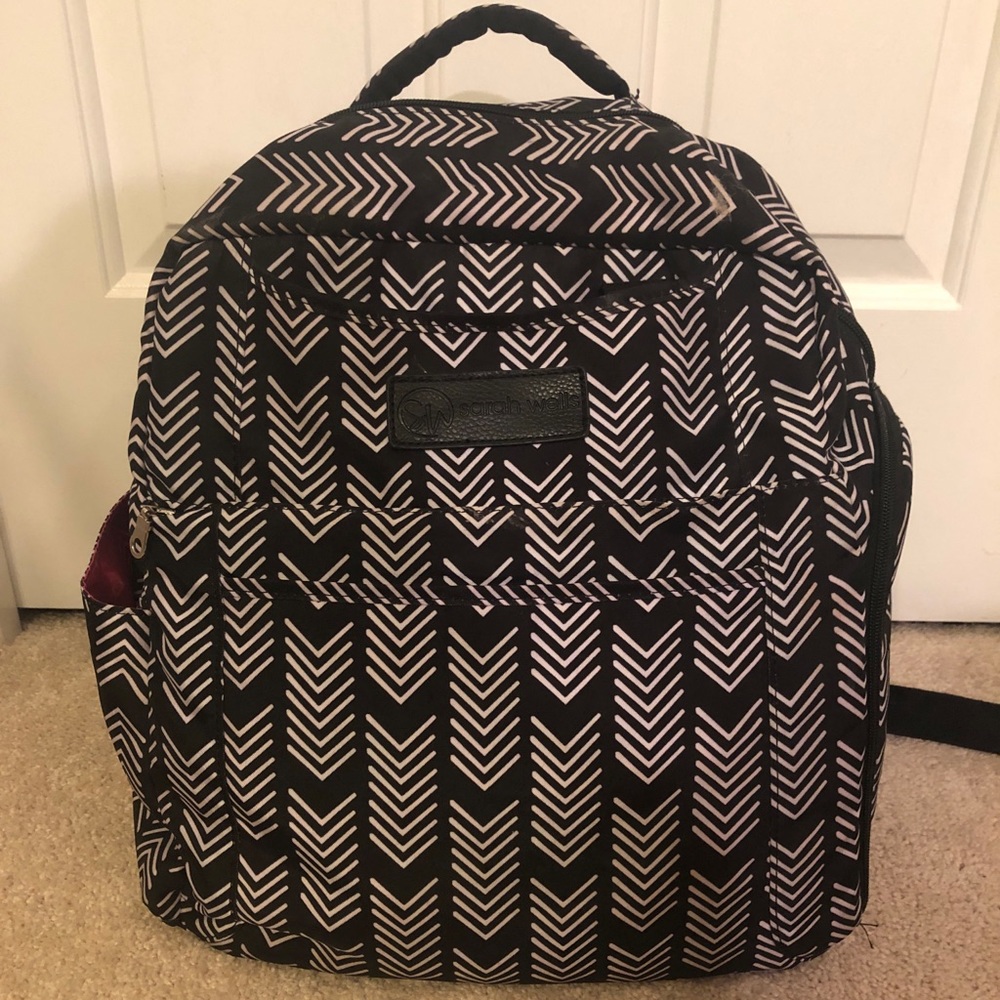 Sarah Wells Kelly Convertible Breast Pump Bag and Backpack (Black and White)